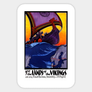 Vintage Travel Poster Scandinavia See the land of the vikings Sticker